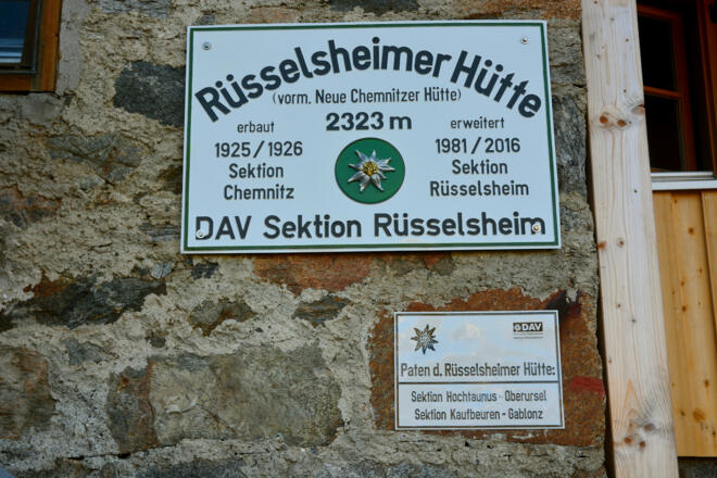 Hüttenschild Rüsselsheimer Hütte