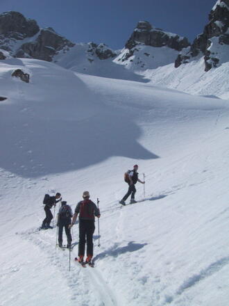 vor der Zehnerkarkante unter dem Gamsspitzl