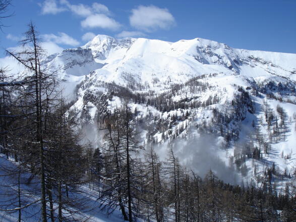 Rote Wand mit Mitterberg und Halssattel vom Stubwies gesehen