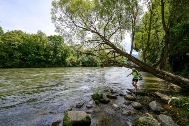 Abkühlung bei der Tour am Murradweg EuroVelo 14