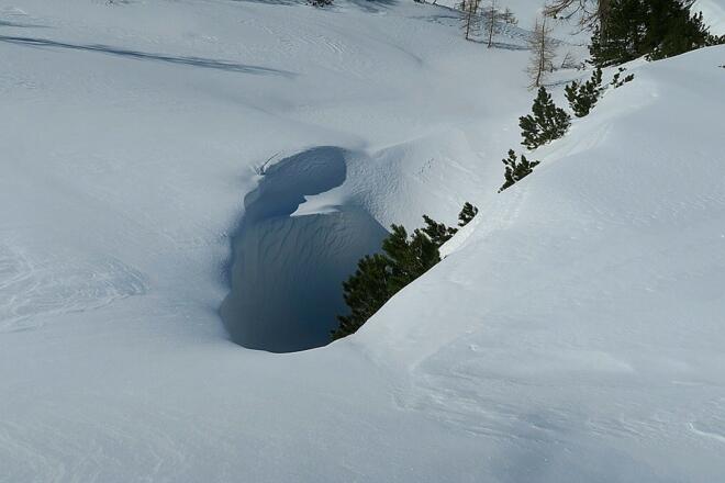 An diesen Löchern wanderte ich mit Respektabstand vorbei