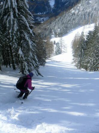 steile Waldschneise zur Breitenbergalm