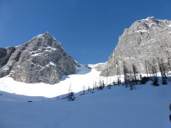 Die Schlüsselstelle von unten gesehen