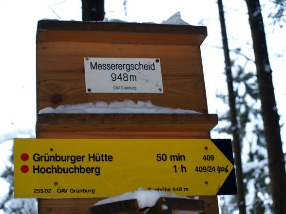 Abzweigtafel Messer Gscheid 848m