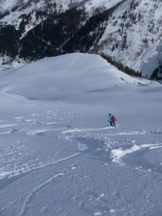 Abfahrt über die Schreckalmhänge