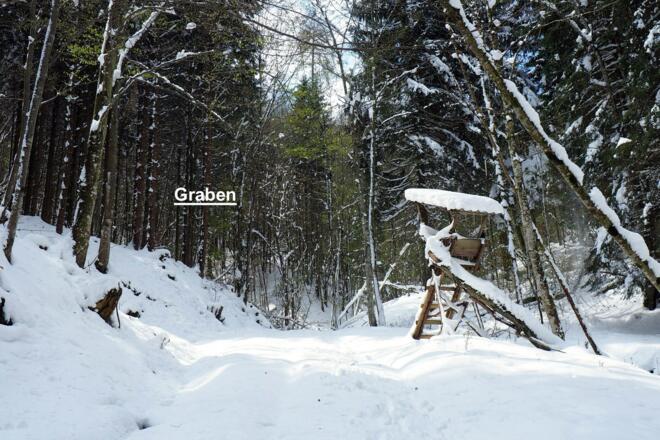 Jagastand 710m nach dem weglosen Grabenabstieg