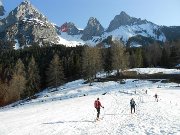 unser Ziel oben im roten Kreis