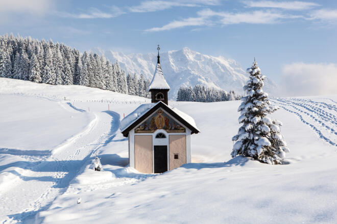 Kapelle bei der Jufenalm im Winter