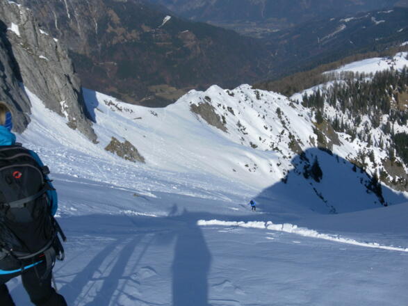 Querung des Gamskarls zum Firngrat des Rettenbachriedls