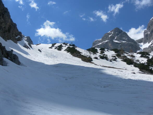 Abfahrt in der Steilstufe