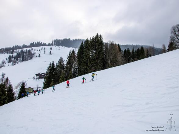Man erreicht nach kurzem den ersten freien Hang.