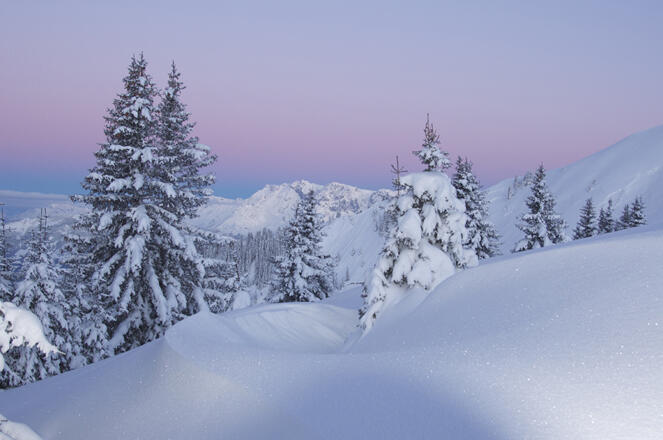 Winterlandschaft bei der Abenddämmerung