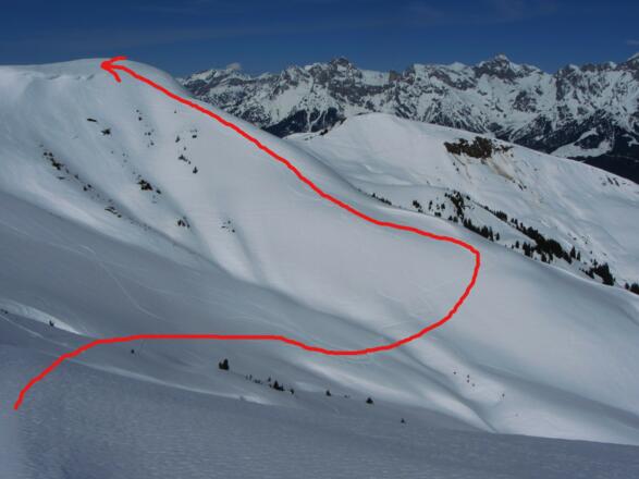 sicherster Weg zum Gipfelkamm des Hundsteins