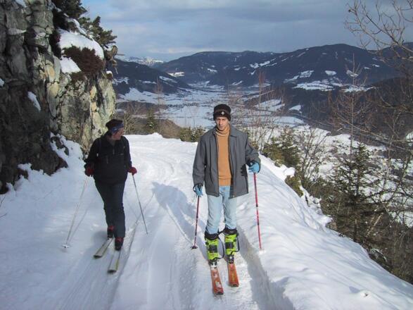 Blick vom Güterweg hinab nach Flachau