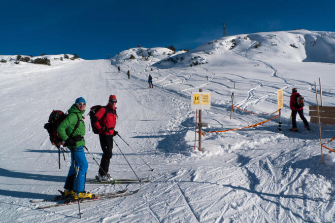 Letzter Anstieg mit Tellerliftunterstützung bis zur Talabfahrt (gratis für Gäste der Gjaid Alm!)