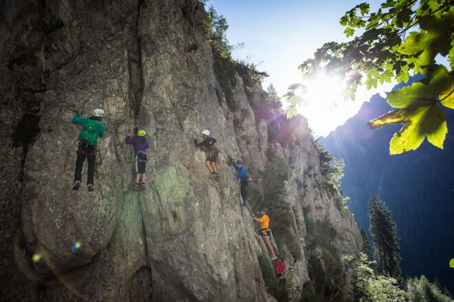 Einstieg Klettersteig Rongg Wasserfall