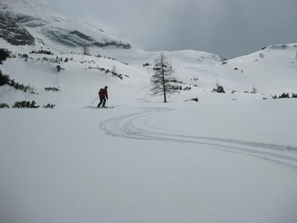 herrlich milde Firnhänge aus der Riedingscharte