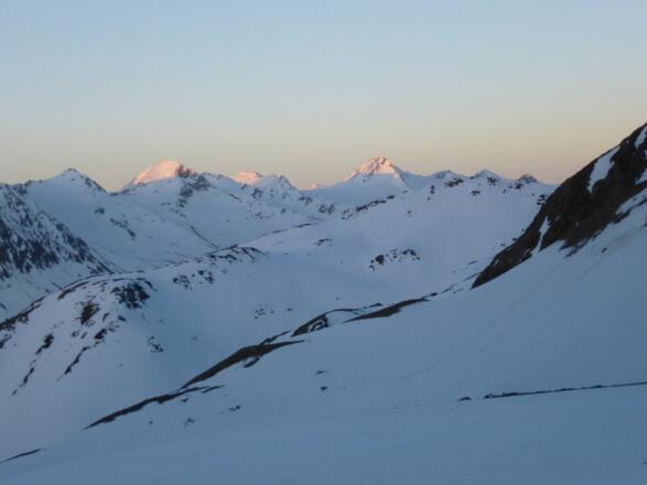 Sonnenaufgang gegen Similaun und Finelspitze