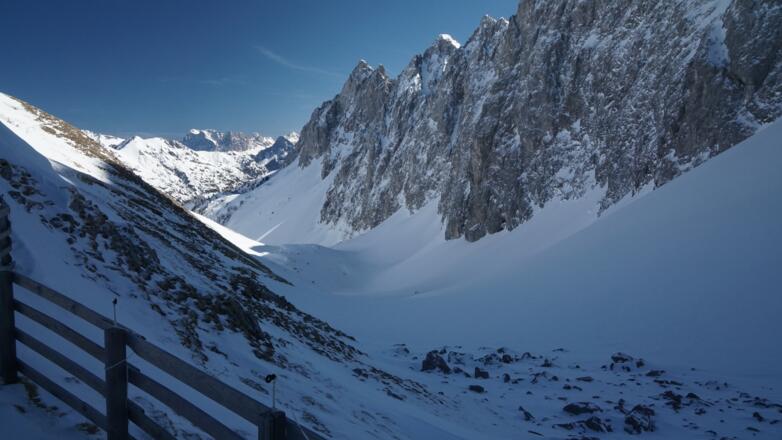 Abfahrtsroute von Hinterbergjöchle - re Heiterwand
