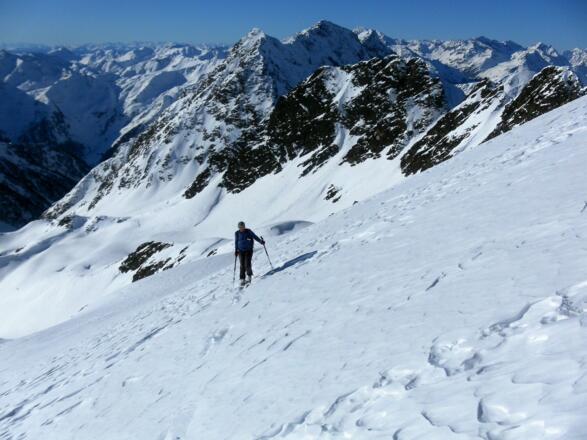 Querung in den Gipfelsüdhang