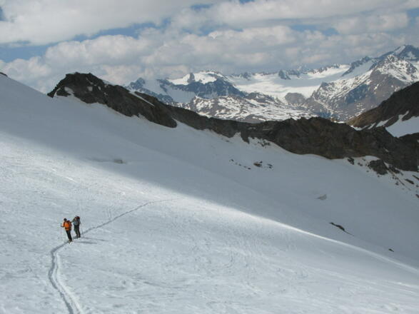 Querung zur Gipfelscharte am oberen Sayferner 