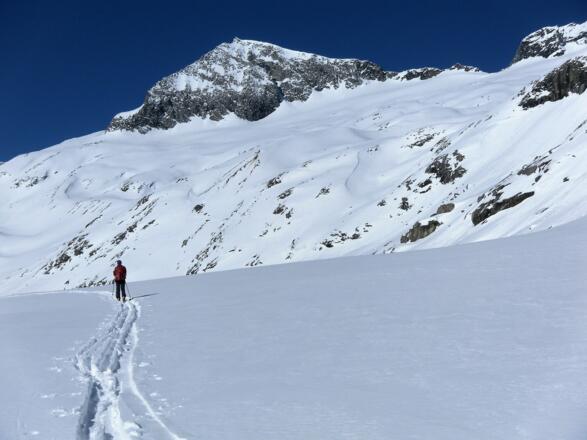 am Punkt 2215 mit Blick auf Plattigen Habach über dem Nördlichen Viltragenkees. Rechts die Habachscharte