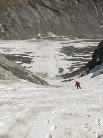 steile Rinne zur Pasterze