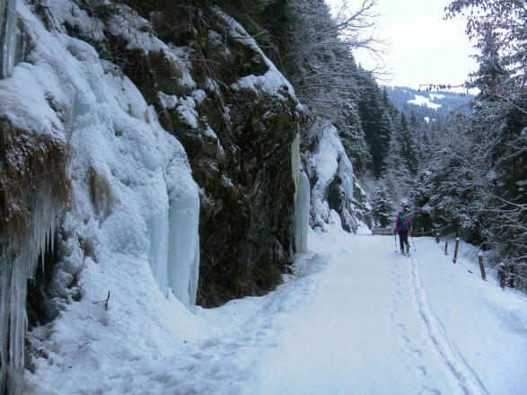 Eiskaskaden entlang der Rodelbahn