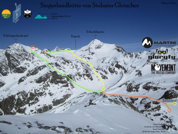 Zustieg Siegerlandhütte, Blick zurück - Routen in Foto (Topo)