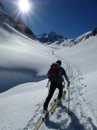 Der lange und flache Anstieg durch das Gaisbergtal in Richtung Süden