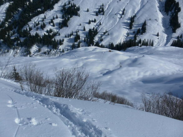 Tiefblick zur Zwischenterrasse