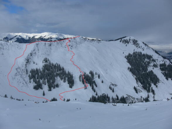 Hahnenkampl: Anstieg rechts, Abfahrt links