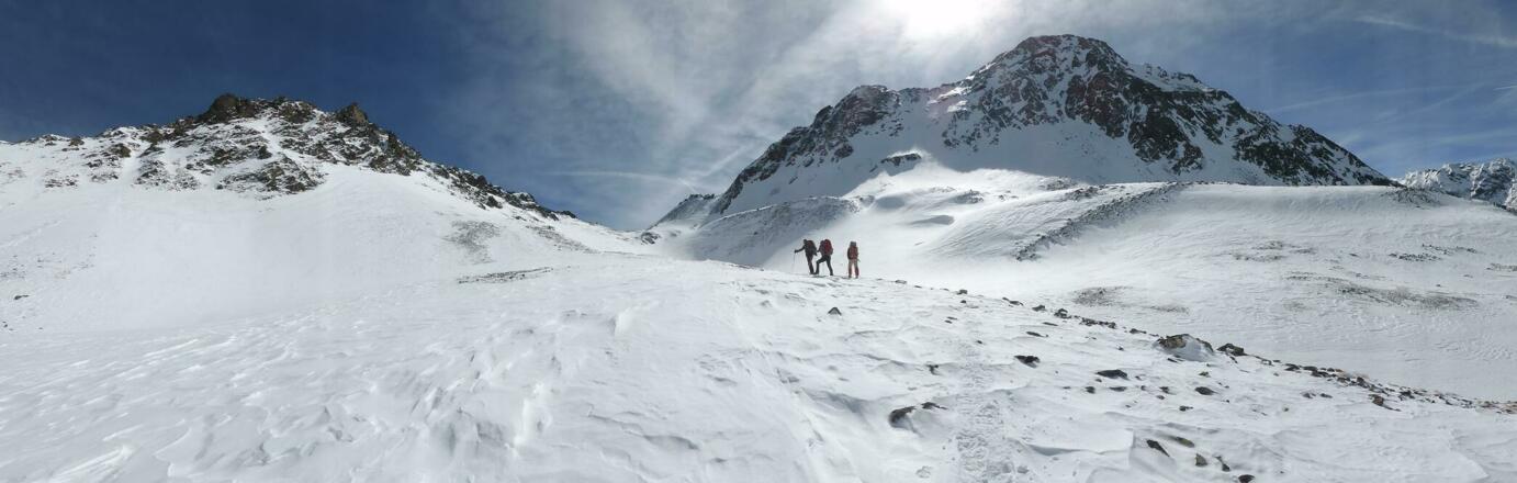 In Scheeloch auf dem Weg zur Breiten Scharte.