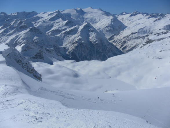Abfahrt über das Daberkees mit Großvenedigerpanorama