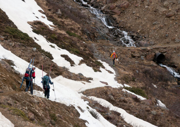 Ciprian-Granbichler-Weg zwischen Rofenhöfen und Hochjochhospiz: Übergang über den Platteibach