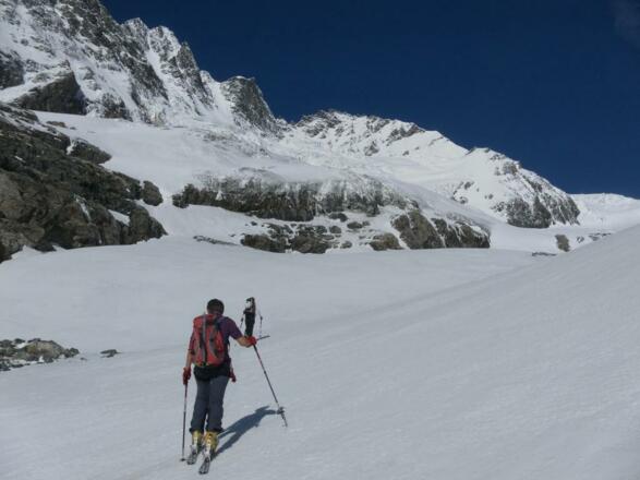Ausstieg aus der Rinne unter der Glocknerwand