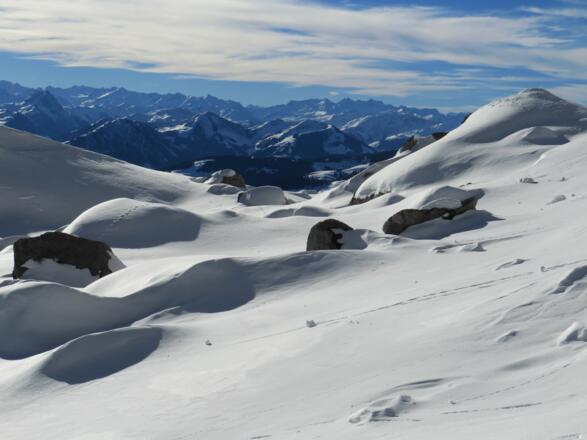 Aussicht von der Hochgrube zum Alpenhauptkamm