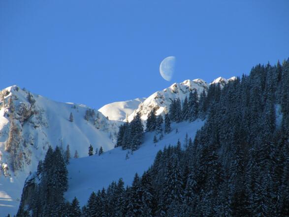 Der Mond hinter dem Kamm Floch - Gerstinger Joch