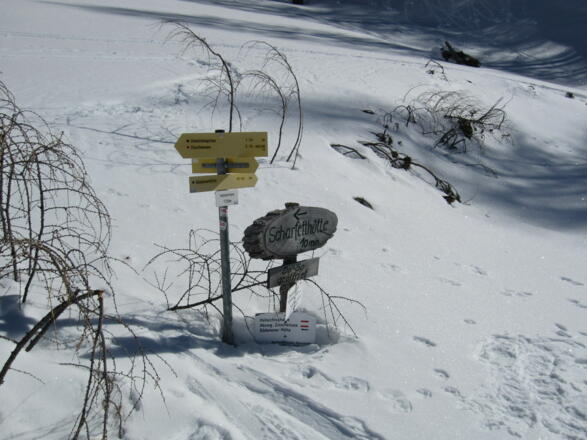 wer hier rechts geht kommt direkt zur Südwiener Hütte und nicht mehr auf den Spirzinger