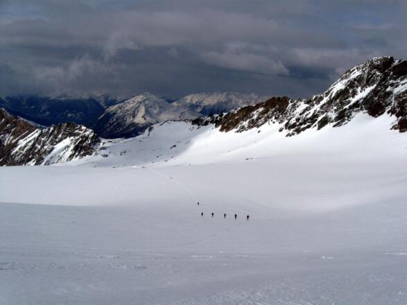 Rückblick über das weite Ködnitzkees.