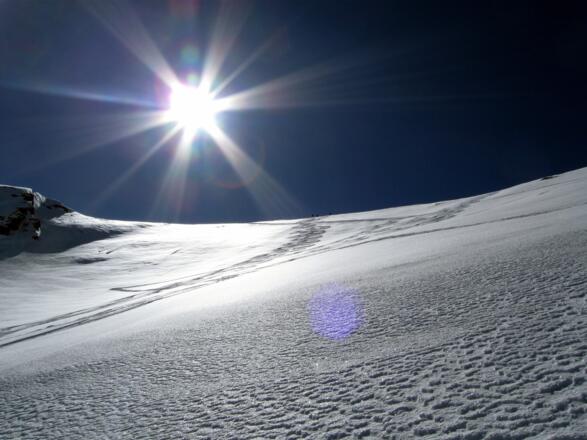 Im Aufstieg im Steilhang.