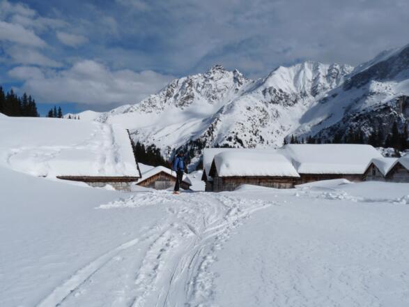 Bei der Ob. Sporaalpe schweift der Blick nochmals zu den imposanten Drusentürmen zurück.