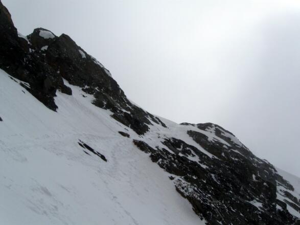 Kurz unter dem Glocknerleitl. Eine der Schlüsselstellen. Hier kann es mitunter vereist sein.