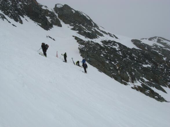 Zurück unterhalb des Glocknerleitls. Bereit für die Abfahrt.