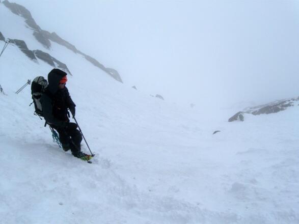 Rückblick über die Aufstiegsrinne.