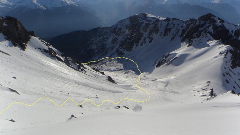 Hier nochmals der Aufstieg vom Gipfel aufgenommen.