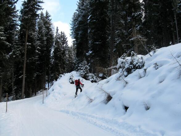 Rechts die Abzweigung sollte man nicht verfehlen - ist aber meistens schon gespurt.
