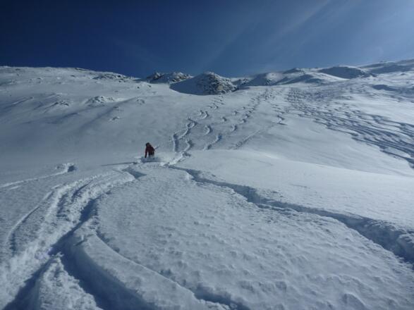 Abfahrt von der Lisenser Spitze