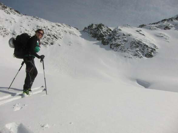 Der Steilhang zum Kreuzjoch, eine Schlüsselstelle der Tour.