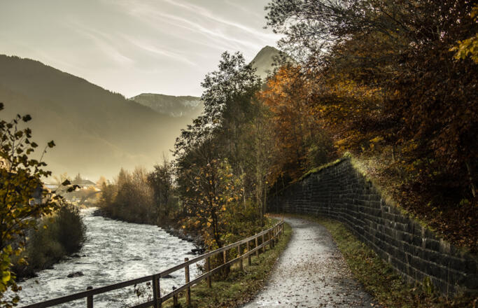 Bregenzerache in Au im Herbst